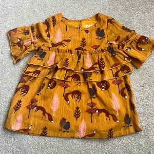 Mustard Yellow Ruffle Fox Dress Size 18M